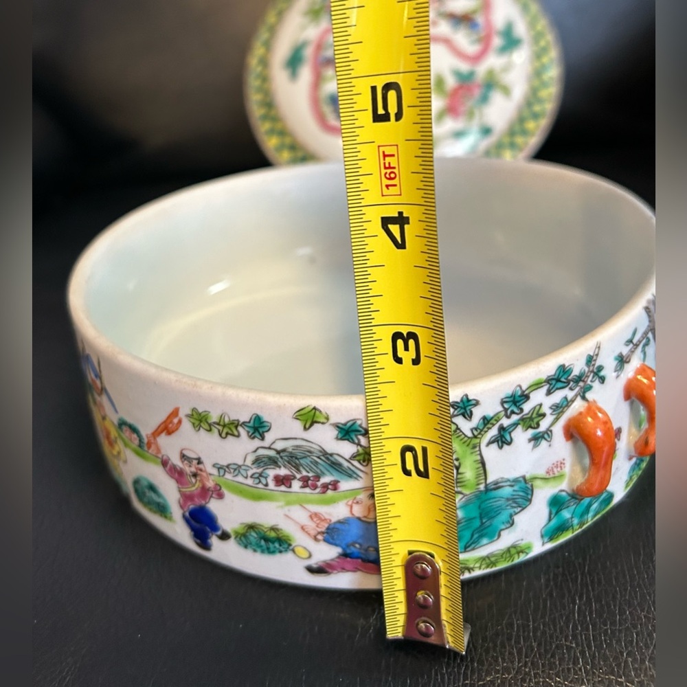 Vintage Chinese Famille Rose Porcelain Bowl With Lid - Picture 13 of 16